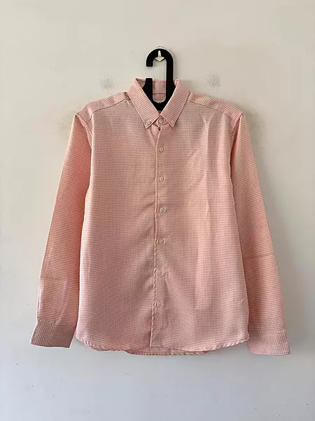 Peach textured check shirt