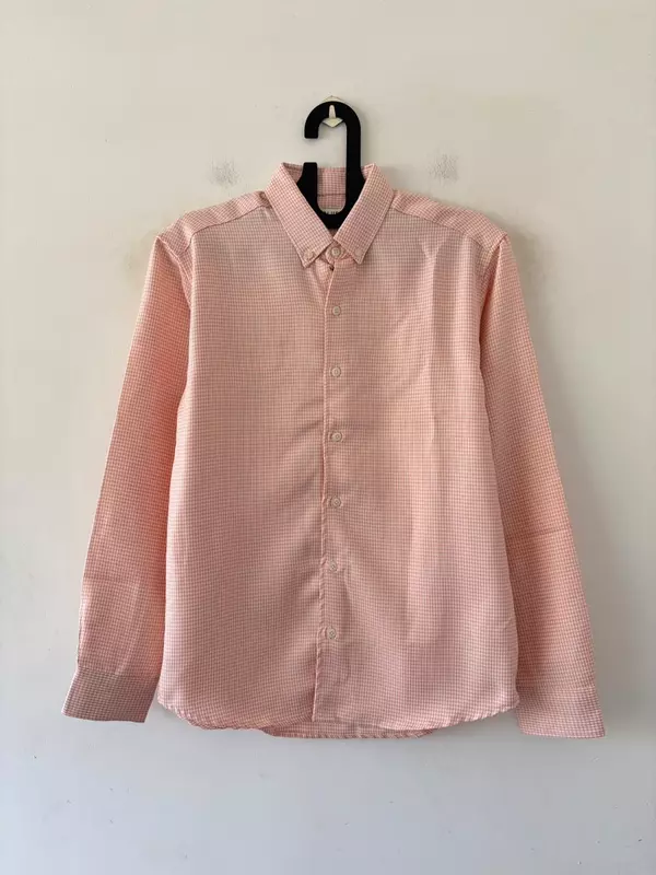Peach textured check shirt
