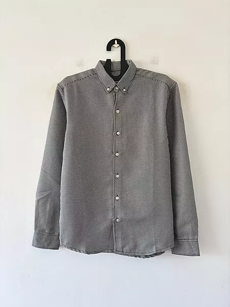 Ash noir textured check shirt