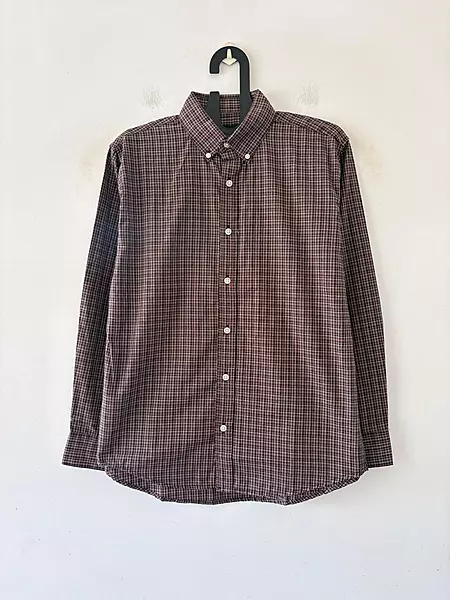 Rusted brown micro check shirt