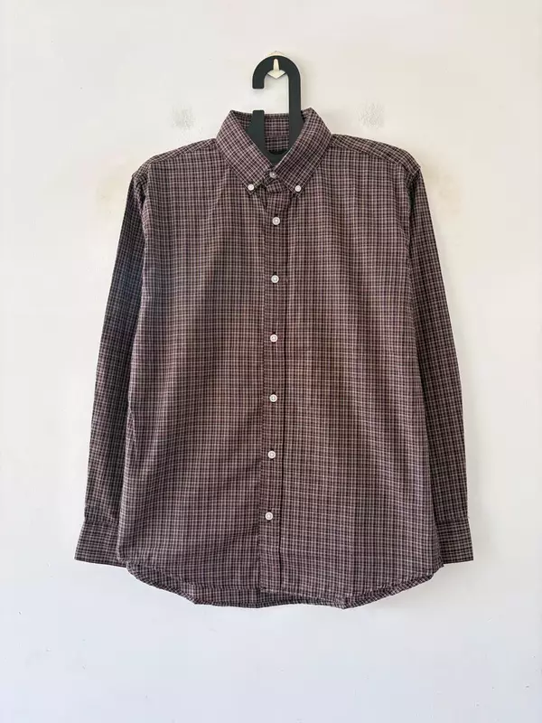 Rusted brown micro check shirt