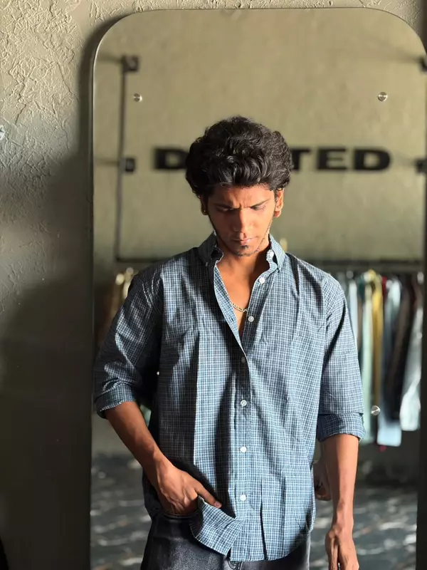 Ocean teal micro check shirt