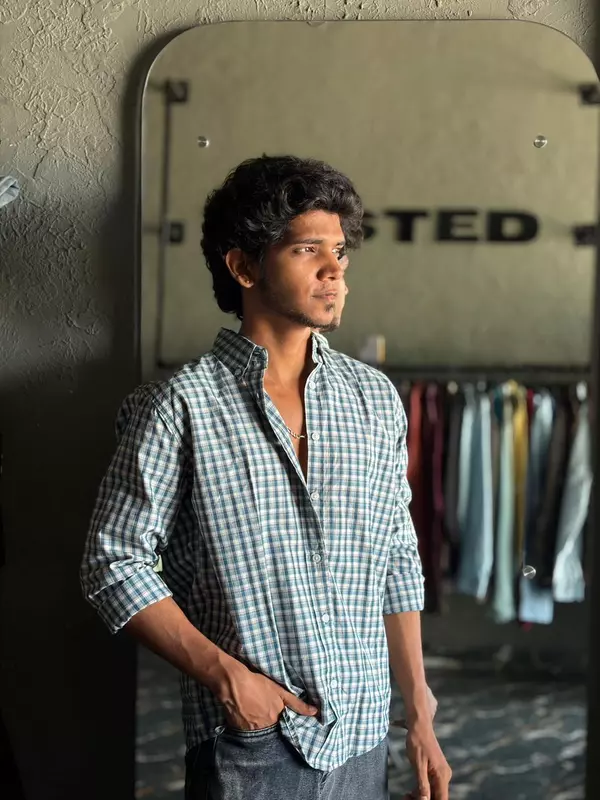 Azure micro check shirt