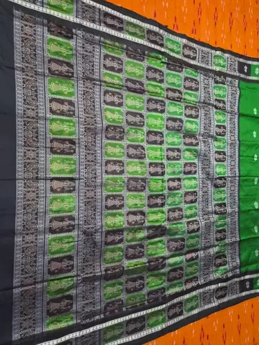 Doll Bomkai Silk Saree-Green