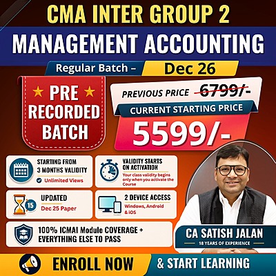 CMA Inter Management Accounting (Group 2) By CA Satish Jalan