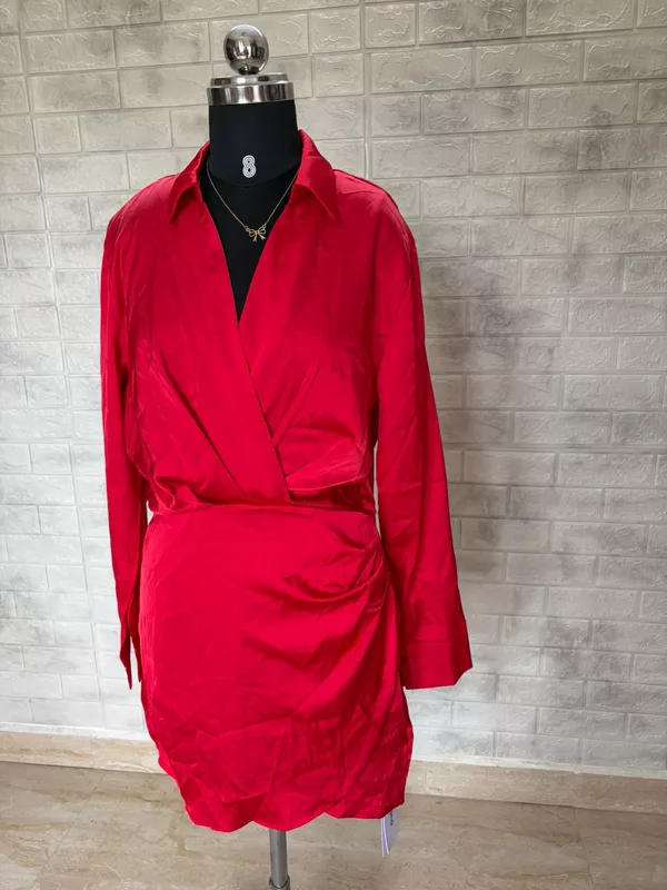 Red Darted Shirt Dress