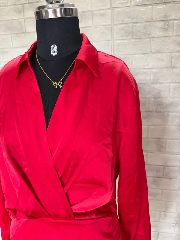 Red Darted Shirt Dress