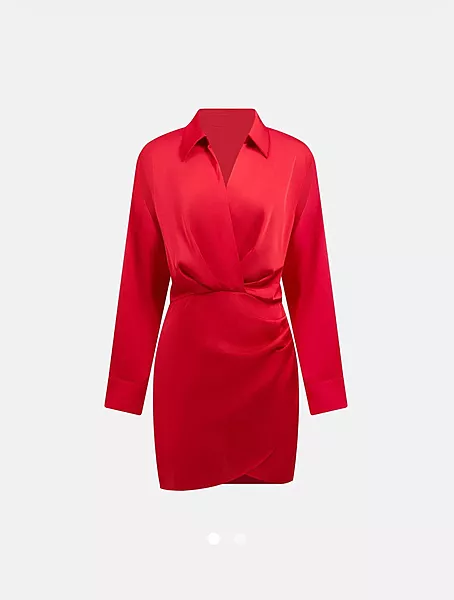Red Darted Shirt Dress