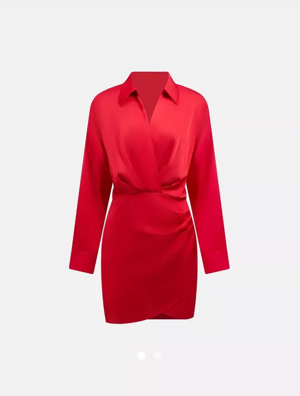 Red Darted Shirt Dress