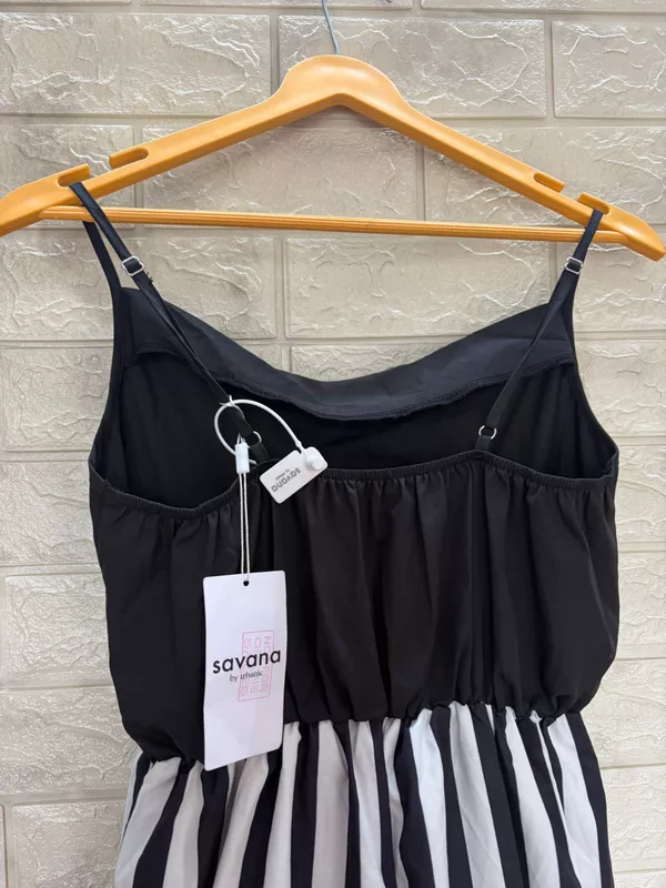 Black & White Striped Wide-Leg Jumpsuit