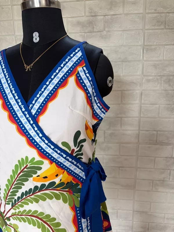 Vacation Crush Tropical Wrap Slip Dress