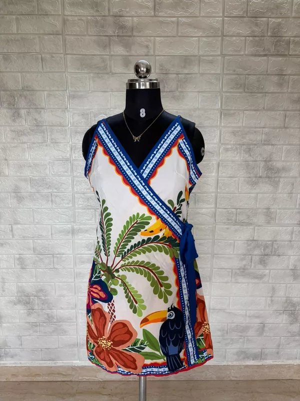 Vacation Crush Tropical Wrap Slip Dress