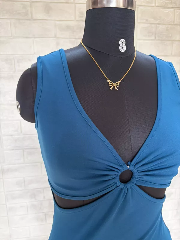Blue Sleeveless Cut-Outs Sheath Mini dress