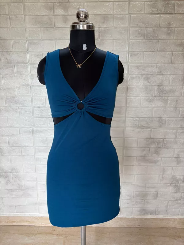 Blue Sleeveless Cut-Outs Sheath Mini dress