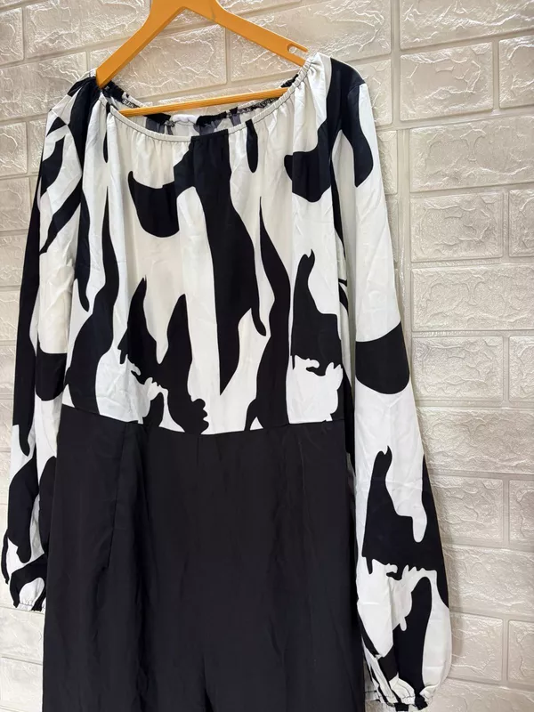 Black & White Gathered Jumpsuit