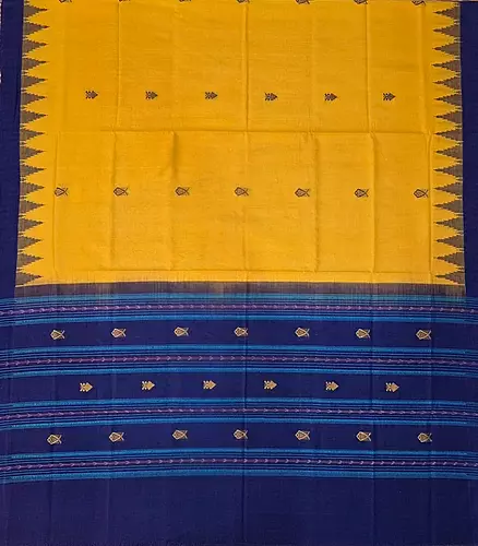 FISH BUTTA COTTON BAPTA DUPATTA-YELLOW