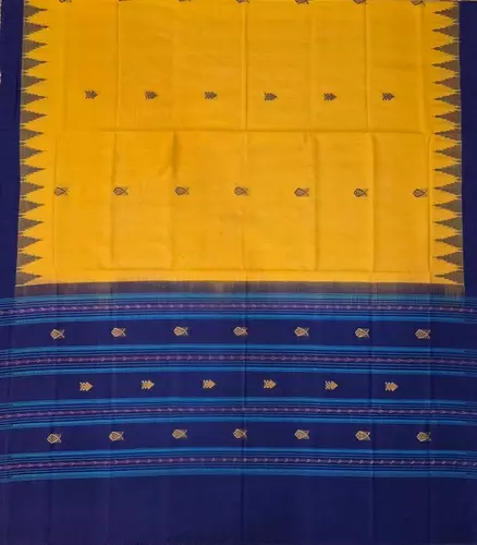 FISH BUTTA COTTON BAPTA DUPATTA-YELLOW