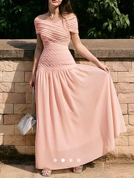 Dusty Pink Crossed Cocktail Maxi Dress