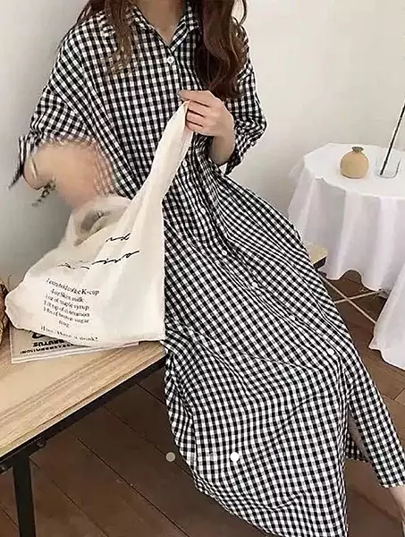 Black & white Gingham Shirt dress