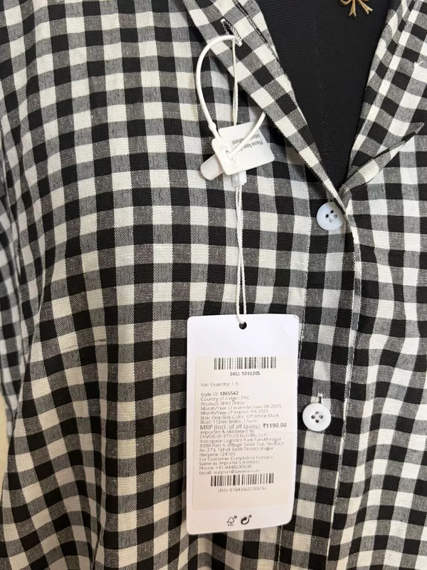 Black & white Gingham Shirt dress