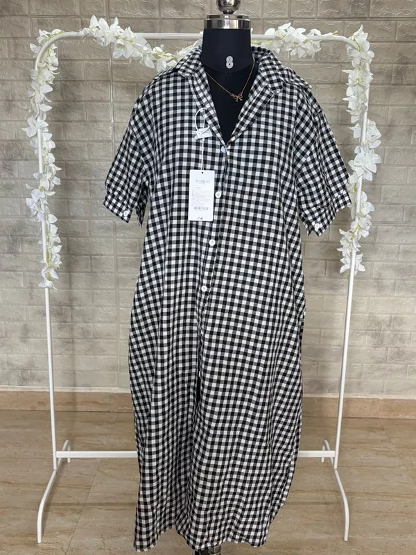 Black & white Gingham Shirt dress