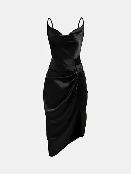 Black gathered Bodycon Dress