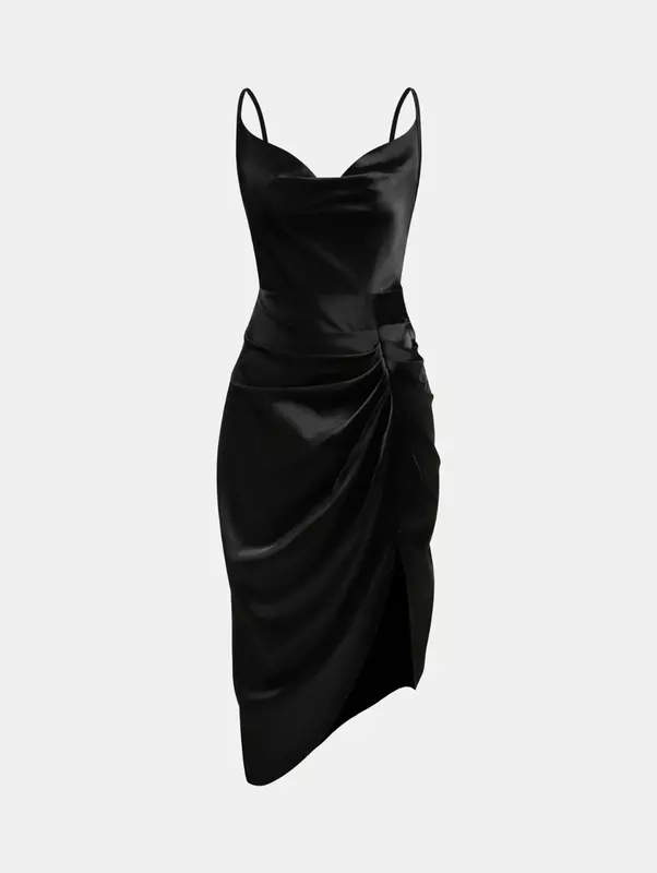 Black gathered Bodycon Dress