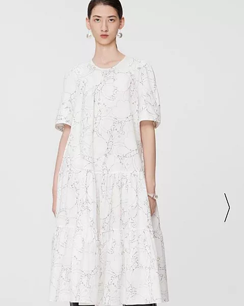 White Printed A-Line Dress