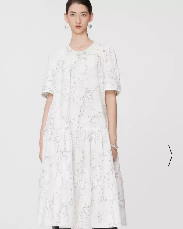 White Printed A-Line Dress