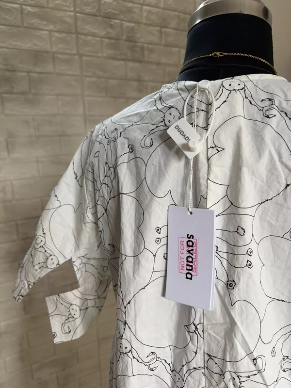 White Printed A-Line Dress