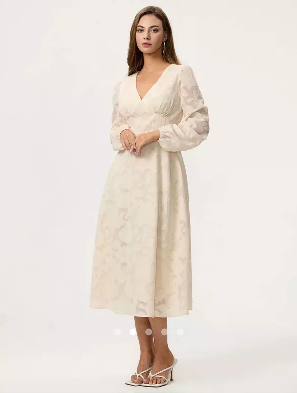 Apricot Darted A-Line Dress