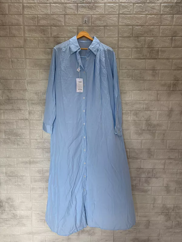 Light Blue Collared Maxi Shirt Dress