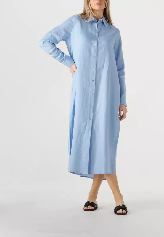 Light Blue Collared Maxi Shirt Dress