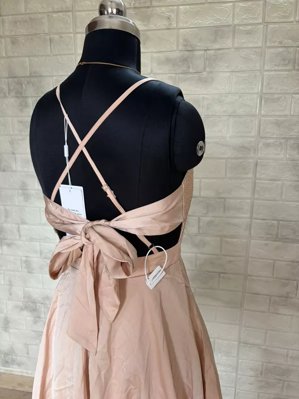 Beige Sequins Skater Dress