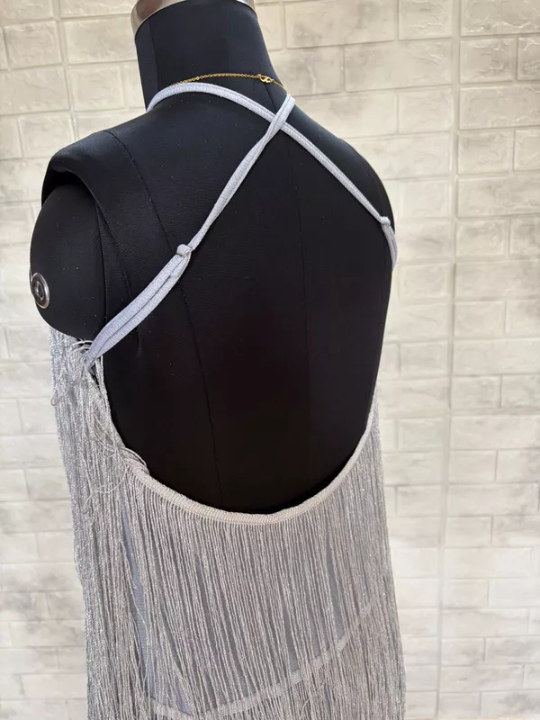 Silver Shimmer Sequin Fringe Mini Dress