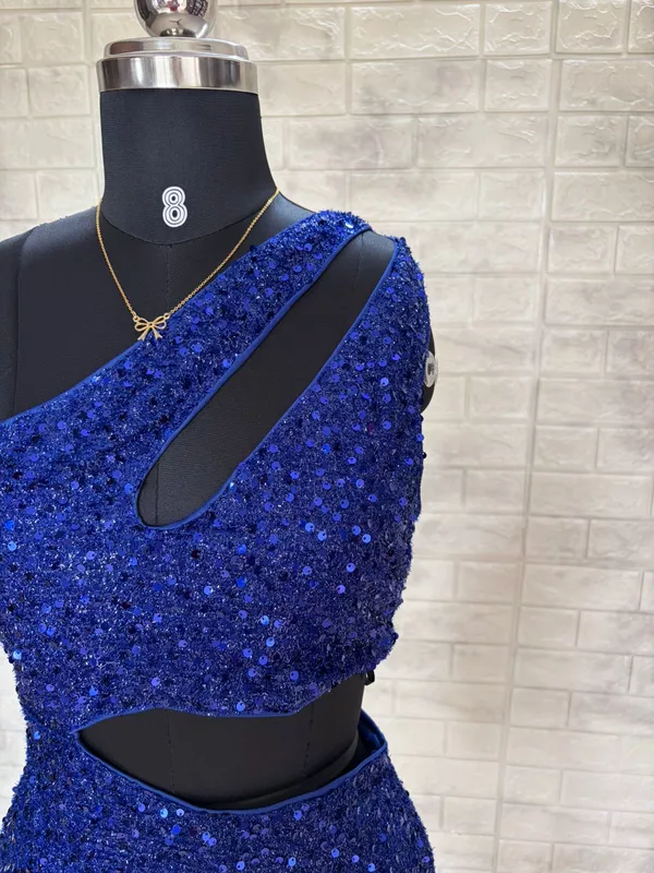 Royal Blue Sequin One-Shoulder Mini Dress