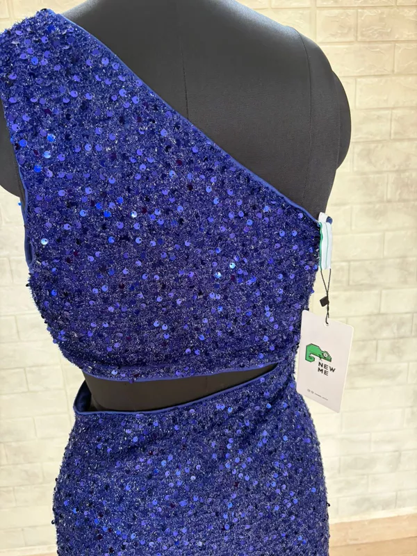 Royal Blue Sequin One-Shoulder Mini Dress