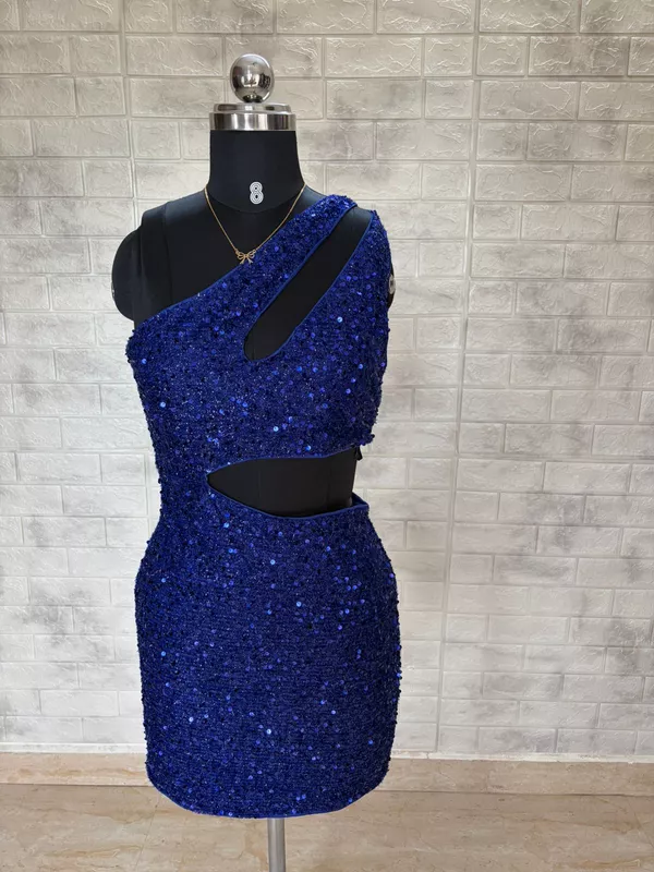 Royal Blue Sequin One-Shoulder Mini Dress