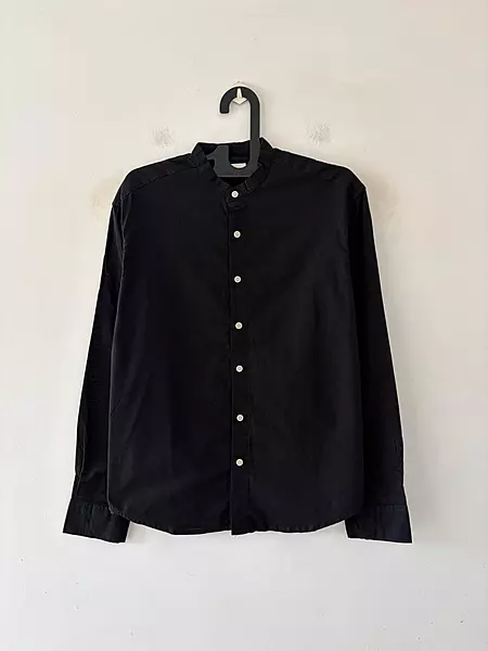 Jet black linen mandarin