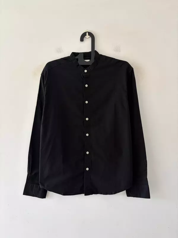 Jet black linen mandarin