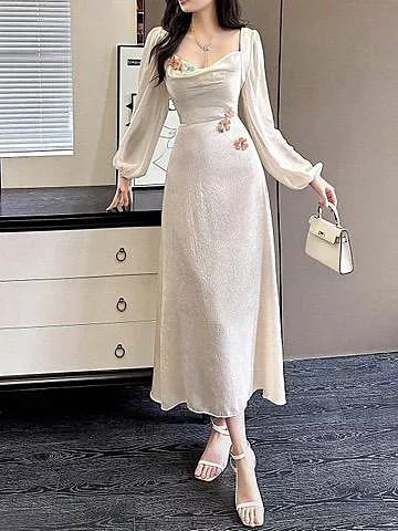 Off-White Fairy-Core Flower Maxi Dress