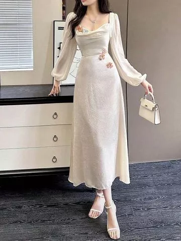 Off-White Fairy-Core Flower Maxi Dress