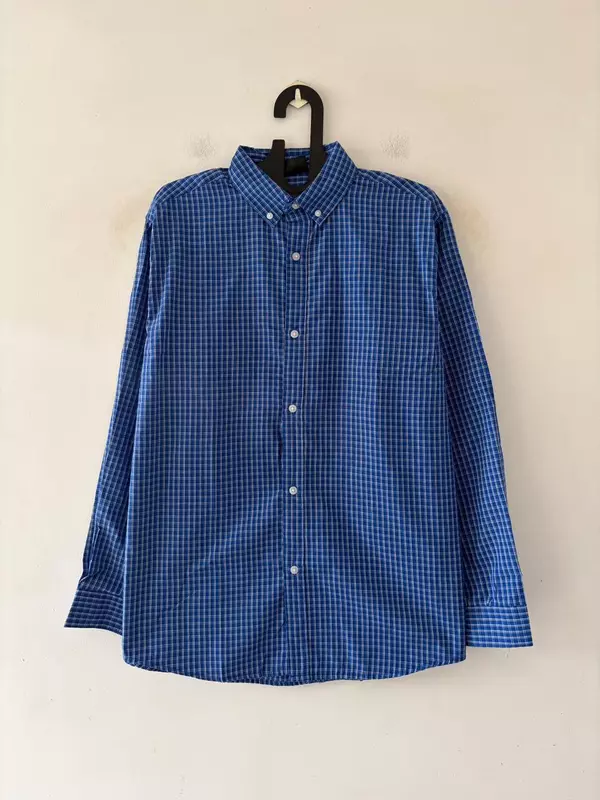 Royal blue micro check shirt