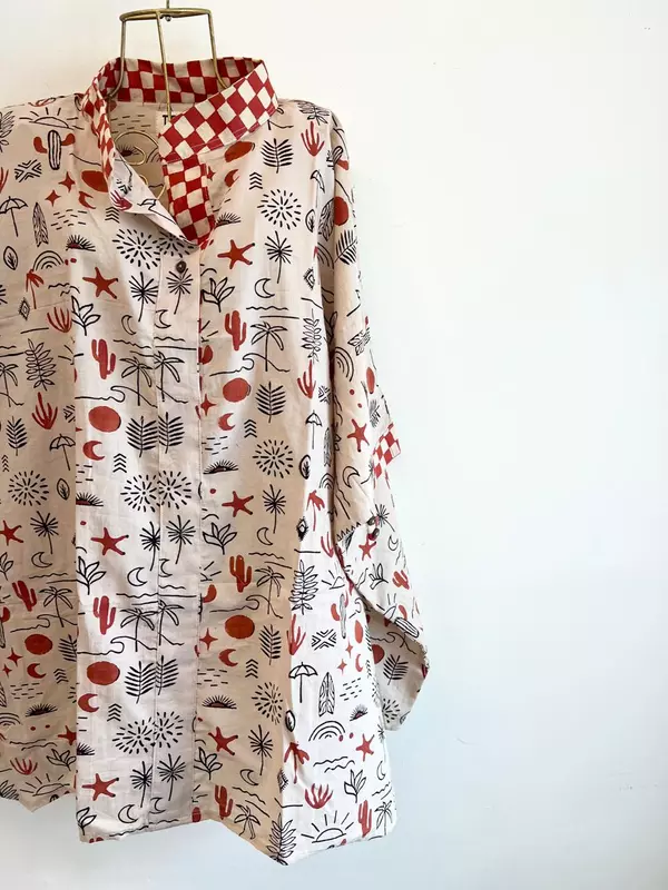 Junoon's Anti-Fit Shirt - Cream & Desert Motifs