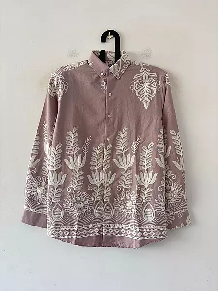 Dusty lilac embroidered shirt