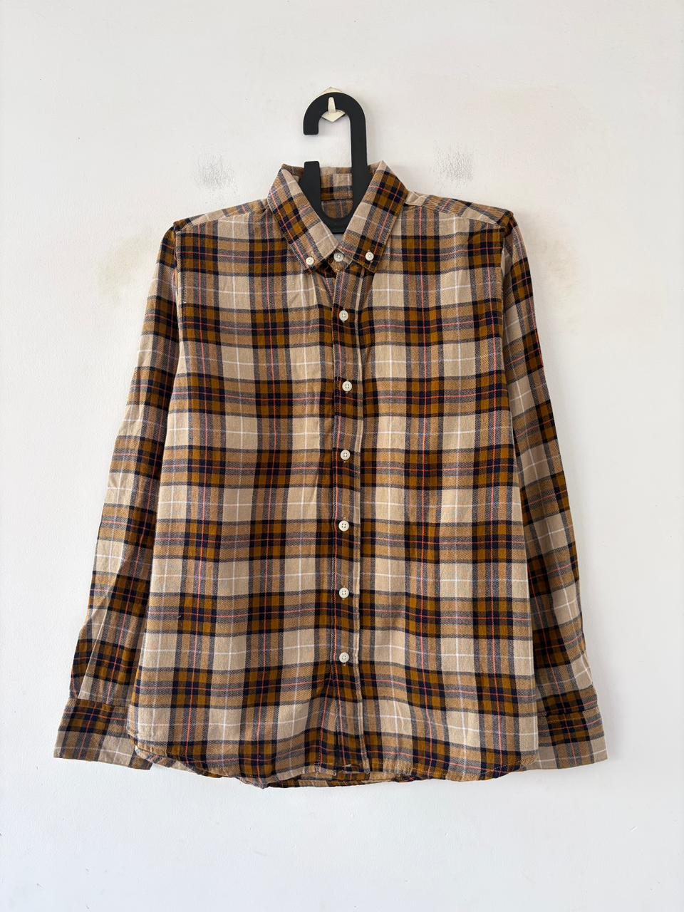Sand beige & amber flannel