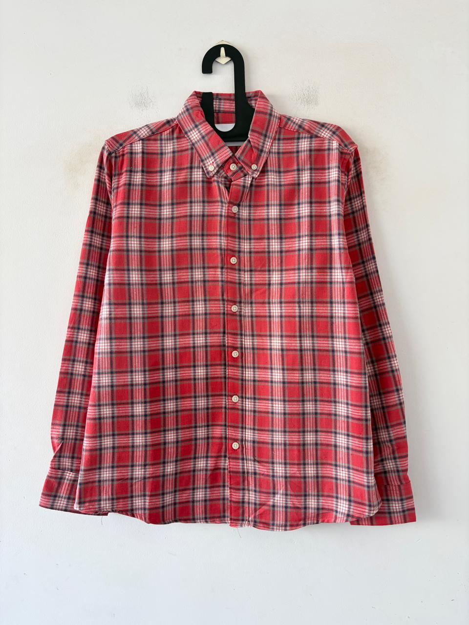 Ruby red & ash grey flannel