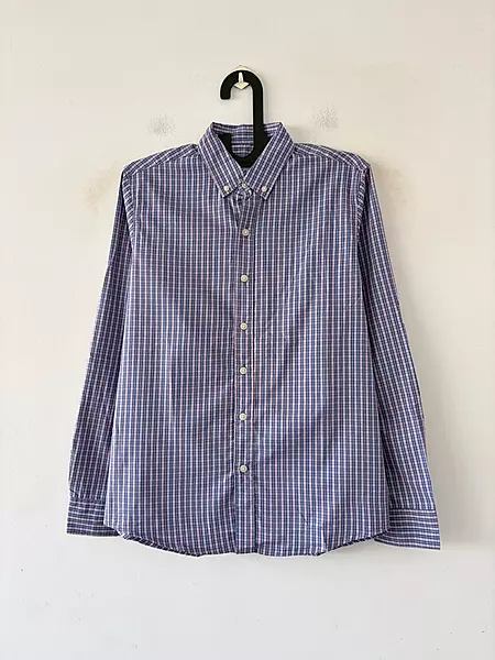 Indigo blue & rose grid flannels