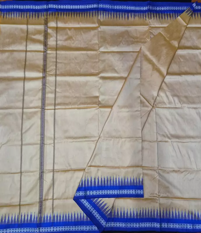 Sambalpuri Silk Joda-Light Yellow-Blue