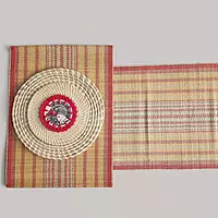 Madur Natural & Orange Table Runner Madur Natural & Orange Table Runner